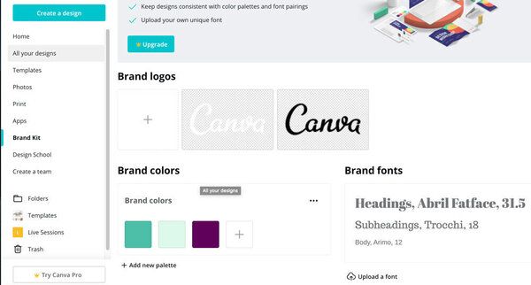 Brand kit của Canva Pro có thể giúp bạn tạo một bộ nhận diện thương hiệu
