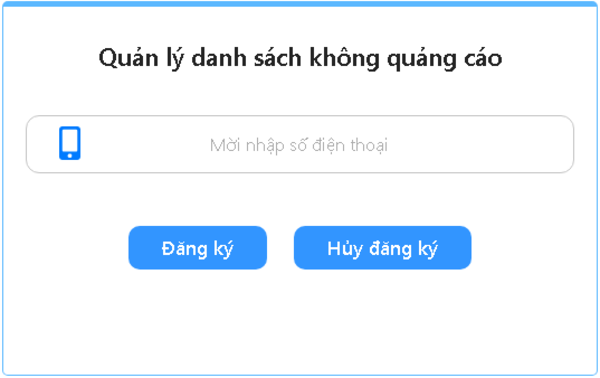 Đăng ký không nhận quảng cáo trên điện thoại