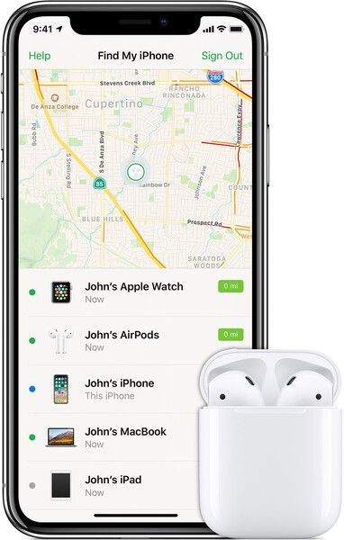 Sử dụng Find My iPhone để tìm AirPods 2