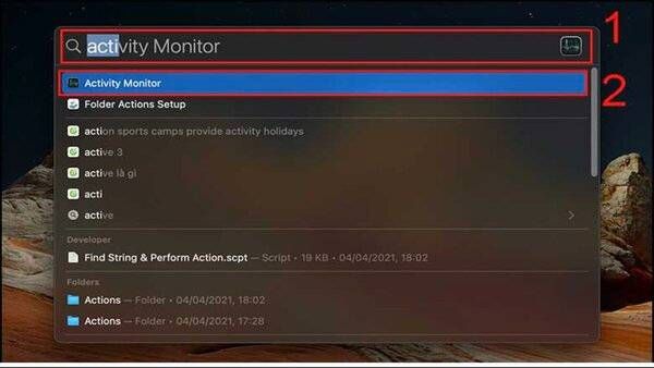 mở ứng dụng Activity Monitor
